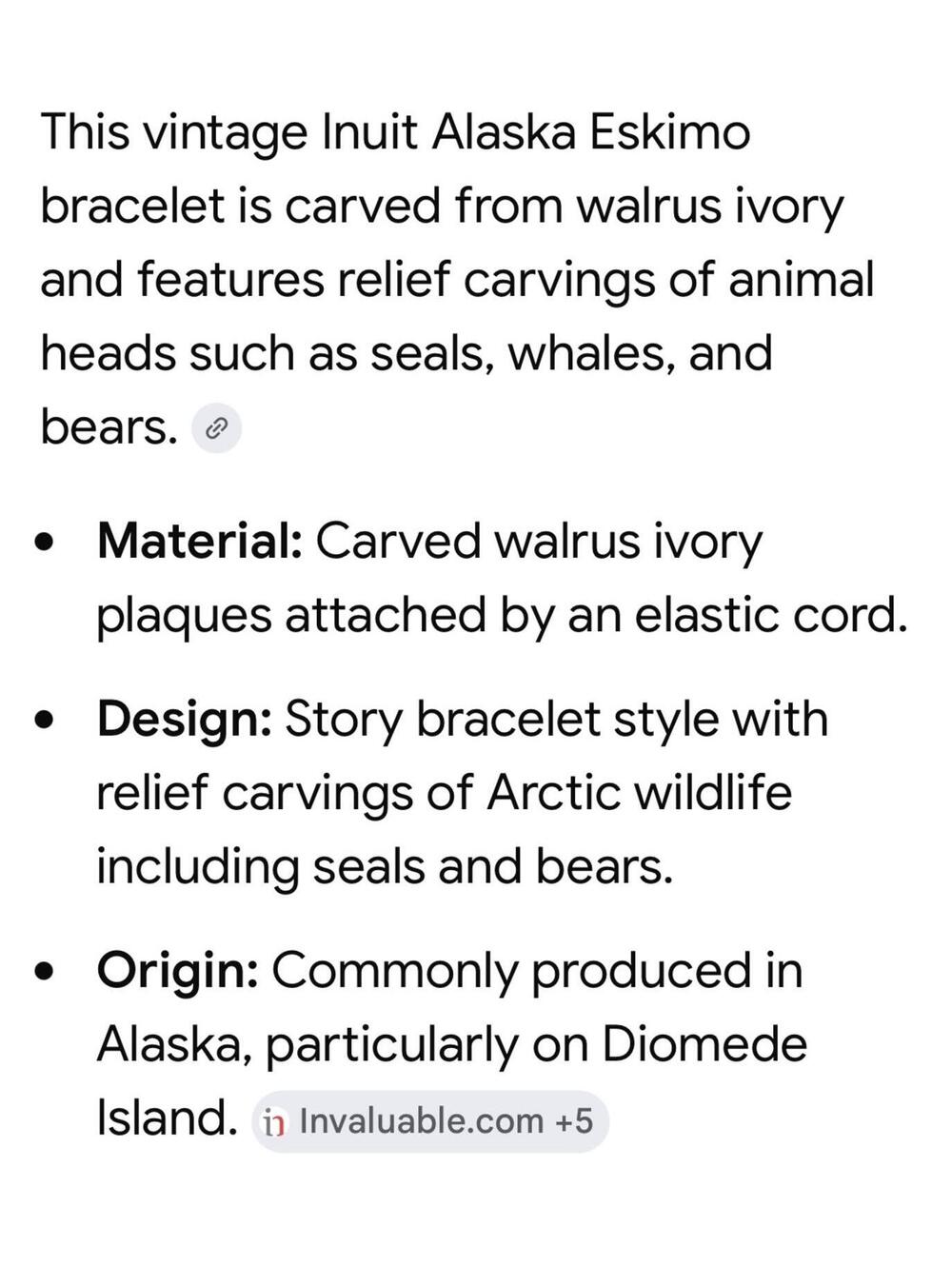 EUC Vintage Inuit Walrus Ivory Story Bracelet with Carved Arctic Animals - Picture 9 of 9